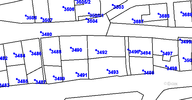 Parcela st. 3492 v KÚ Kladno, Katastrální mapa