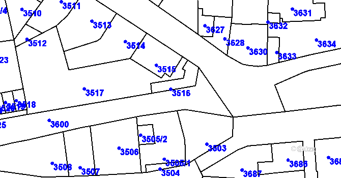 Parcela st. 3516 v KÚ Kladno, Katastrální mapa