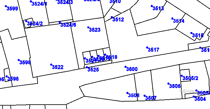 Parcela st. 3518 v KÚ Kladno, Katastrální mapa