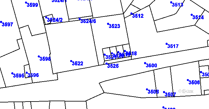 Parcela st. 3521 v KÚ Kladno, Katastrální mapa