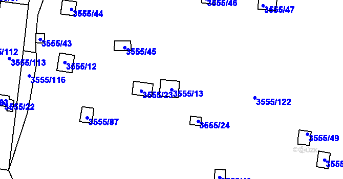 Parcela st. 3555/13 v KÚ Kladno, Katastrální mapa