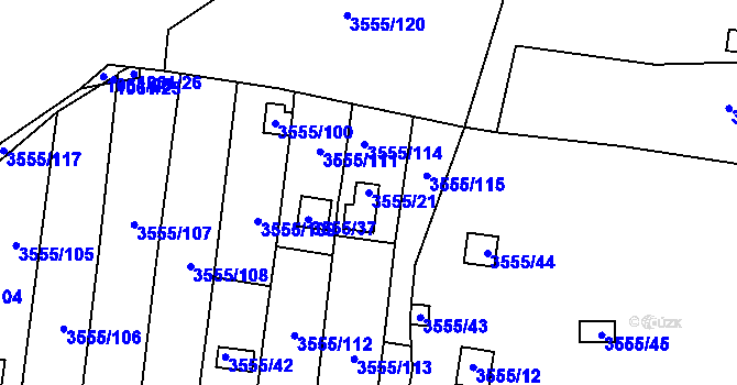 Parcela st. 3555/21 v KÚ Kladno, Katastrální mapa