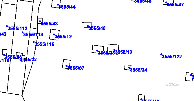 Parcela st. 3555/23 v KÚ Kladno, Katastrální mapa