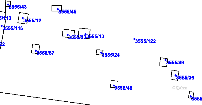 Parcela st. 3555/24 v KÚ Kladno, Katastrální mapa