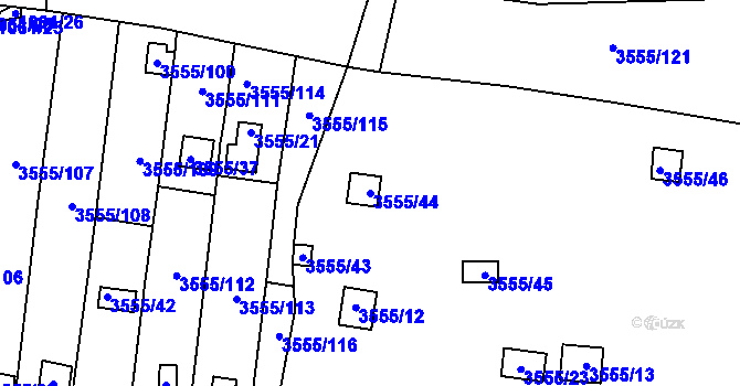 Parcela st. 3555/44 v KÚ Kladno, Katastrální mapa