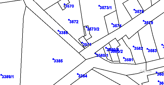 Parcela st. 3571 v KÚ Kladno, Katastrální mapa