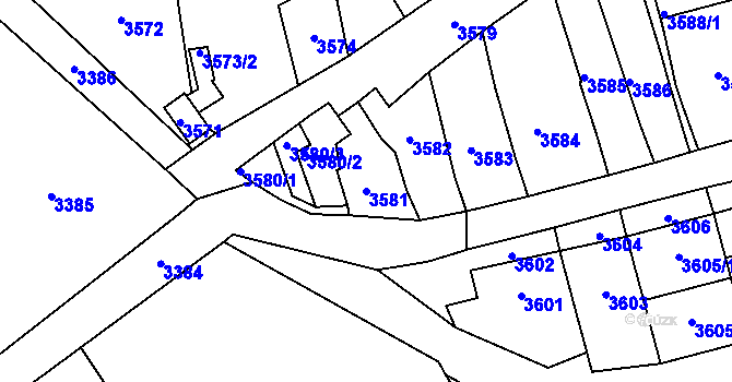 Parcela st. 3581 v KÚ Kladno, Katastrální mapa