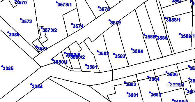 Parcela st. 3582 v KÚ Kladno, Katastrální mapa