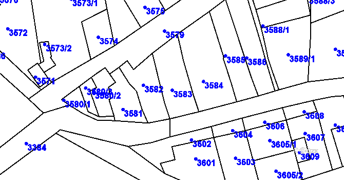 Parcela st. 3583 v KÚ Kladno, Katastrální mapa