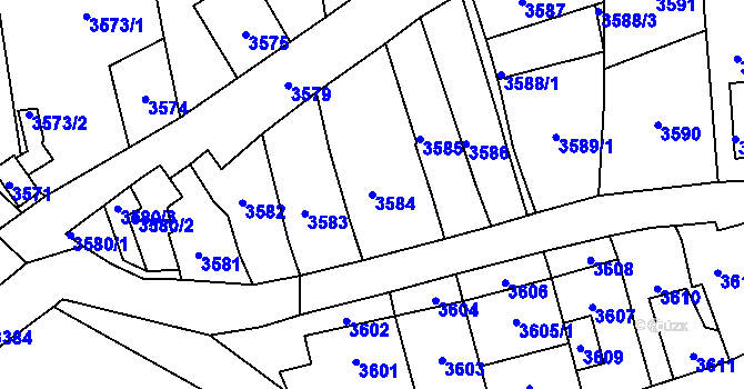 Parcela st. 3584 v KÚ Kladno, Katastrální mapa