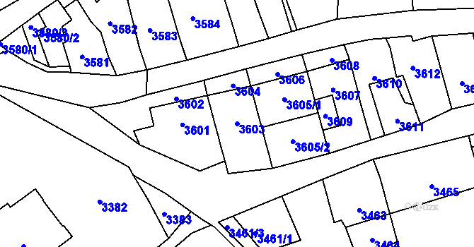 Parcela st. 3603 v KÚ Kladno, Katastrální mapa