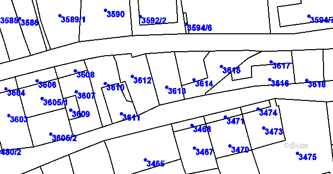 Parcela st. 3613 v KÚ Kladno, Katastrální mapa