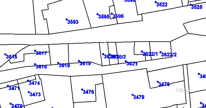 Parcela st. 3620/1 v KÚ Kladno, Katastrální mapa