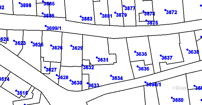 Parcela st. 3631 v KÚ Kladno, Katastrální mapa