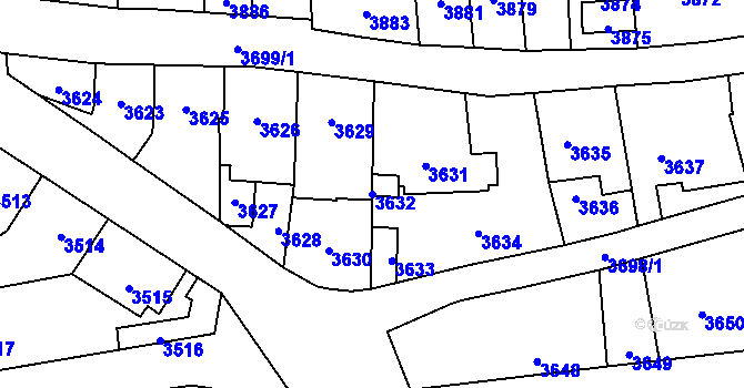 Parcela st. 3632 v KÚ Kladno, Katastrální mapa