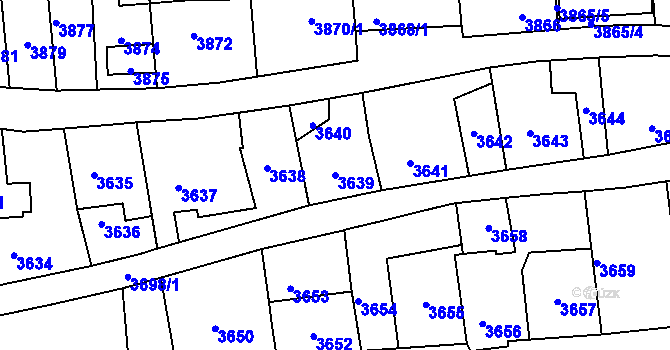 Parcela st. 3639 v KÚ Kladno, Katastrální mapa
