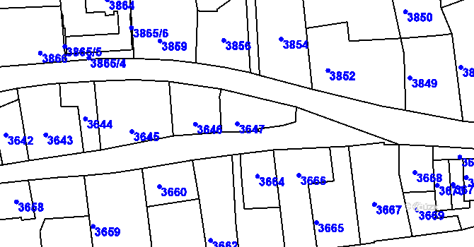 Parcela st. 3647 v KÚ Kladno, Katastrální mapa