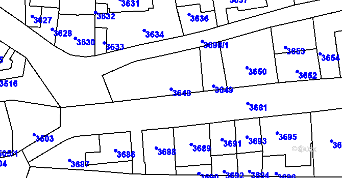 Parcela st. 3648 v KÚ Kladno, Katastrální mapa
