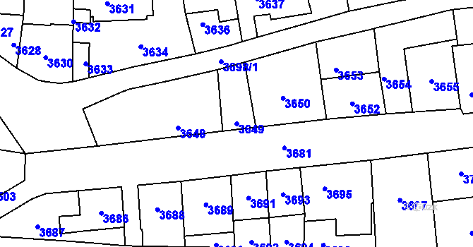 Parcela st. 3649 v KÚ Kladno, Katastrální mapa