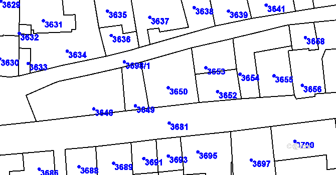 Parcela st. 3650 v KÚ Kladno, Katastrální mapa