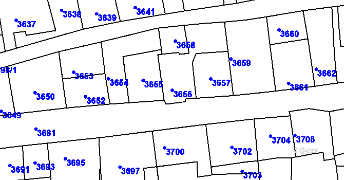 Parcela st. 3656 v KÚ Kladno, Katastrální mapa