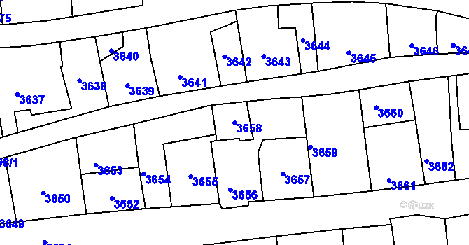 Parcela st. 3658 v KÚ Kladno, Katastrální mapa