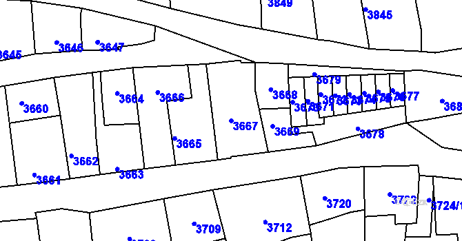 Parcela st. 3667 v KÚ Kladno, Katastrální mapa