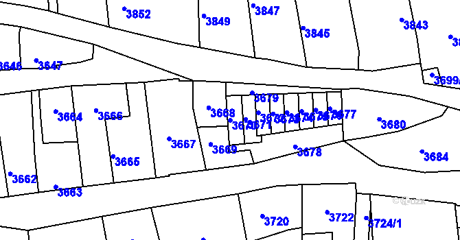 Parcela st. 3670 v KÚ Kladno, Katastrální mapa
