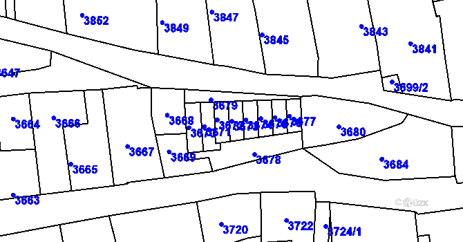 Parcela st. 3673 v KÚ Kladno, Katastrální mapa