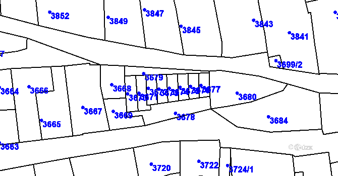 Parcela st. 3674 v KÚ Kladno, Katastrální mapa