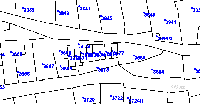 Parcela st. 3675 v KÚ Kladno, Katastrální mapa