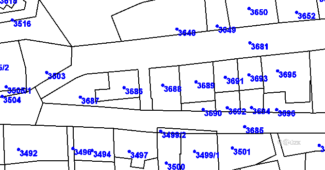 Parcela st. 3688 v KÚ Kladno, Katastrální mapa