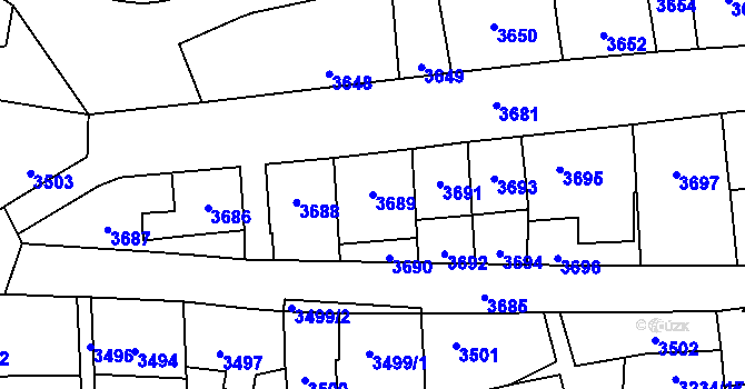 Parcela st. 3689 v KÚ Kladno, Katastrální mapa