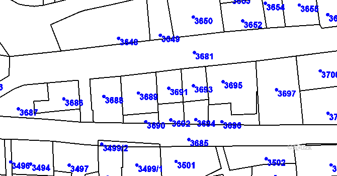 Parcela st. 3691 v KÚ Kladno, Katastrální mapa