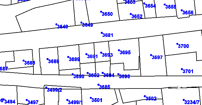 Parcela st. 3693 v KÚ Kladno, Katastrální mapa