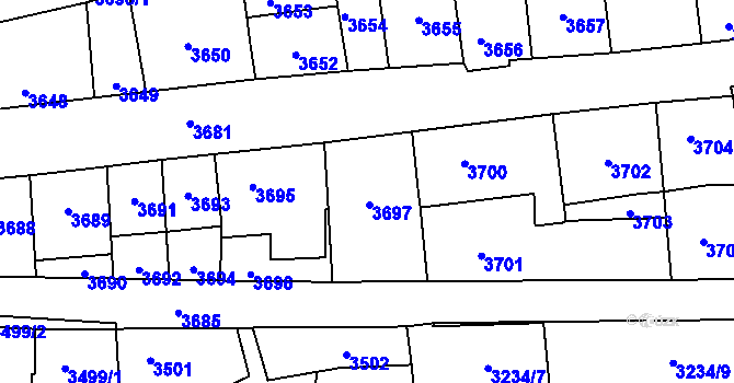 Parcela st. 3697 v KÚ Kladno, Katastrální mapa