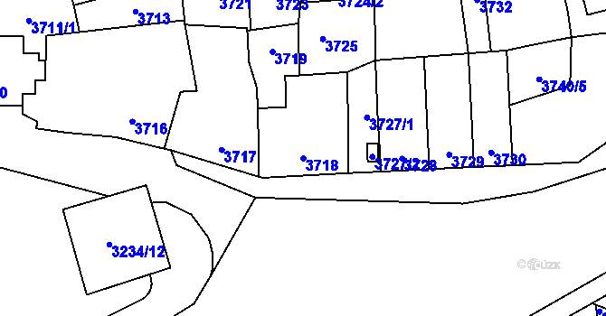 Parcela st. 3718 v KÚ Kladno, Katastrální mapa