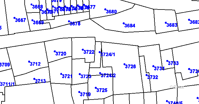 Parcela st. 3724/1 v KÚ Kladno, Katastrální mapa