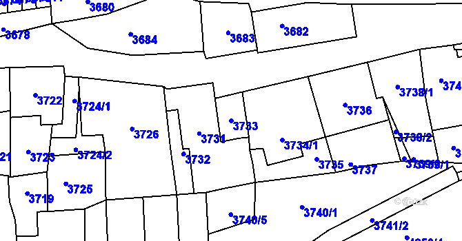 Parcela st. 3733 v KÚ Kladno, Katastrální mapa