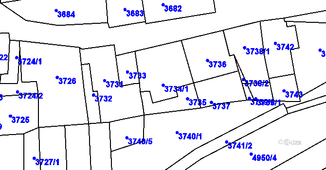 Parcela st. 3734/1 v KÚ Kladno, Katastrální mapa