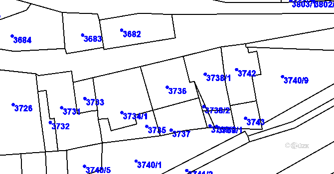 Parcela st. 3736 v KÚ Kladno, Katastrální mapa