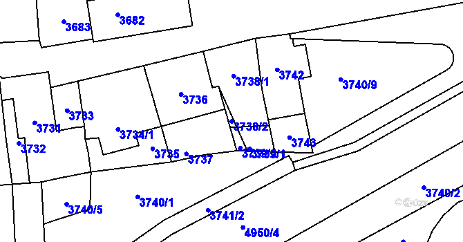 Parcela st. 3738/2 v KÚ Kladno, Katastrální mapa
