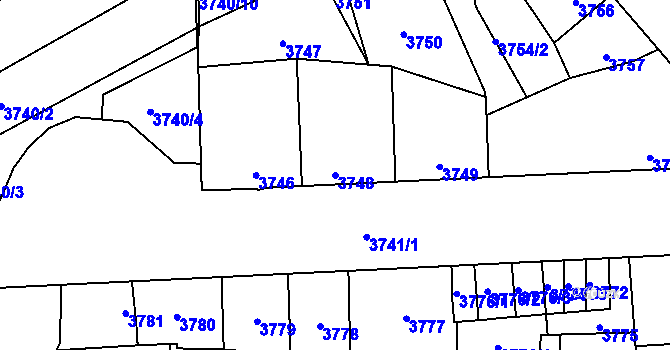 Parcela st. 3748 v KÚ Kladno, Katastrální mapa