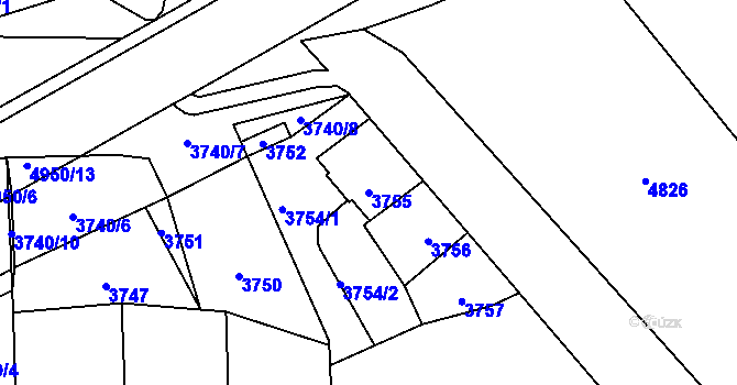 Parcela st. 3755 v KÚ Kladno, Katastrální mapa