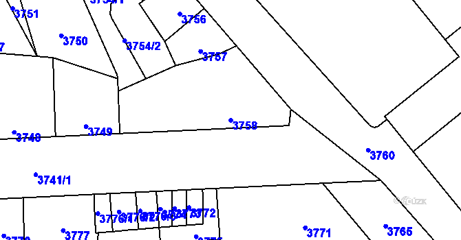 Parcela st. 3758 v KÚ Kladno, Katastrální mapa