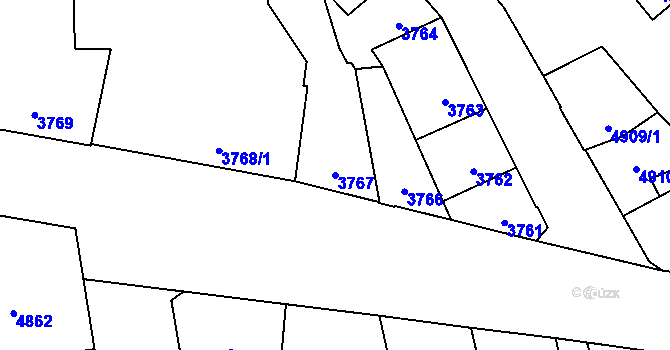 Parcela st. 3767 v KÚ Kladno, Katastrální mapa