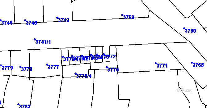 Parcela st. 3772 v KÚ Kladno, Katastrální mapa