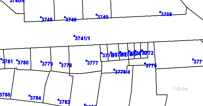 Parcela st. 3776/1 v KÚ Kladno, Katastrální mapa