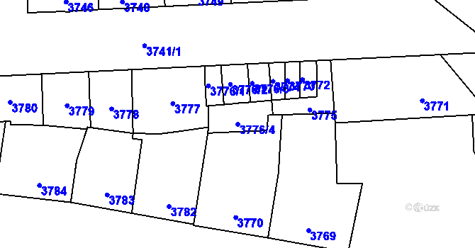 Parcela st. 3776/4 v KÚ Kladno, Katastrální mapa