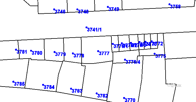 Parcela st. 3777 v KÚ Kladno, Katastrální mapa